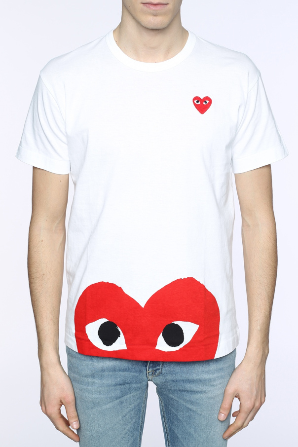 White Printed T-shirt with patch Comme des Garçons Play